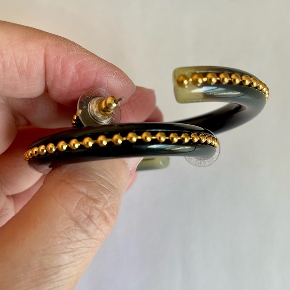 Vintage QVC Joan Rivers Classics Collection Black Ombre Hoop Earrings - Picture 3 of 6